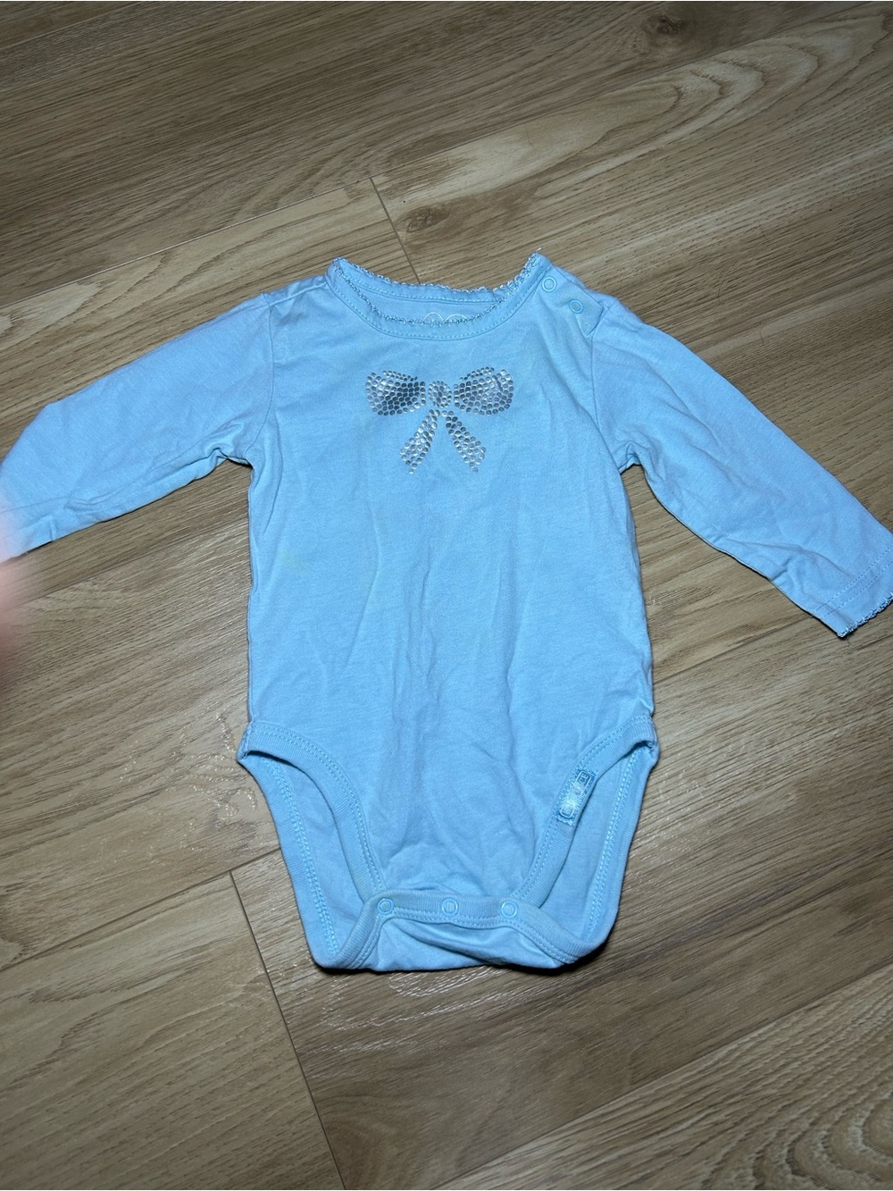 The Children's Place Light Blue Long-Sleeve Bow One-Piece